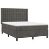 vidaXL Boxspringbett mit Matratze & LED Dunkelgrau 140x200 cm Samt