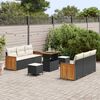 vidaXL Gartensofa-set mit Kissen 11 pcs Schwarz und Creme Poly-Rattan
