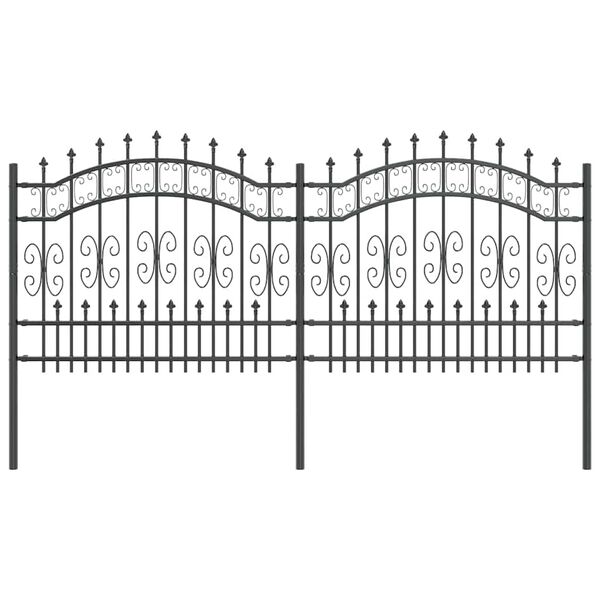 vidaXL Gartenzaun Grau 240 x 140 cm Pulverbeschichteter Stahl