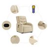 vidaXL Massagesessel mit Aufstehhilfe Creme Stoff