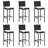 vidaXL 7-tlg. Gartenbar-Set mit Kissen Schwarz Poly Rattan