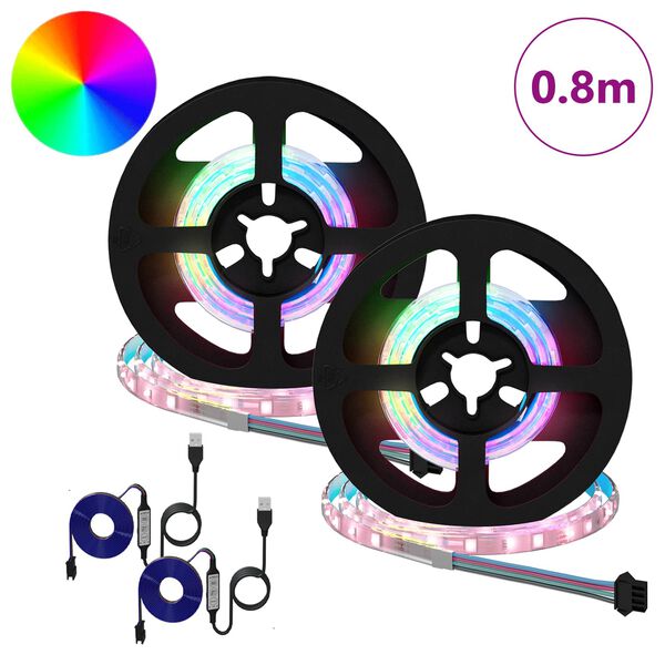 vidaXL LED Streifen 4 pcs Schwarz und Transparent 40 x 0,8 x 0,3 cm