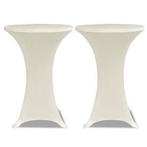 vidaXL 2 x Tischhusse f&uuml;r Stehtisch Stretchhusse &Oslash;60 cm cremefarben