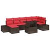 vidaXL Gartensofa-set mit Kissen 8 pcs Braun und Rot Poly-Rattan