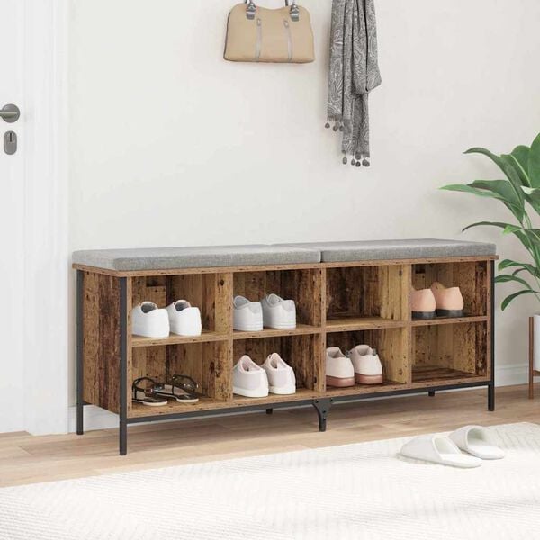 vidaXL Schuhschrank Altholz 131 x 35 x 50 cm Verbundholz und Eisen