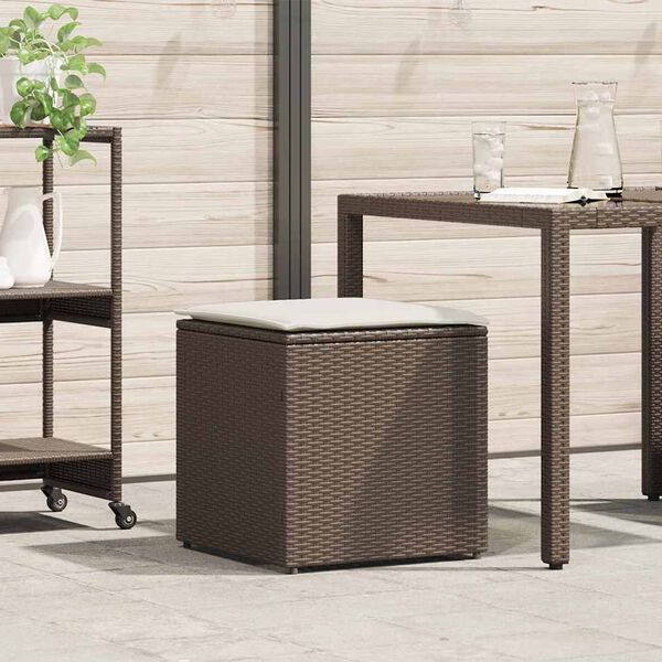 vidaXL Kissenbox mit Speicher Braun 50 x 50 x 50 cm Poly-Rattan