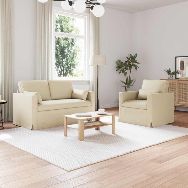 vidaXL Sofa 2 pcs Creme