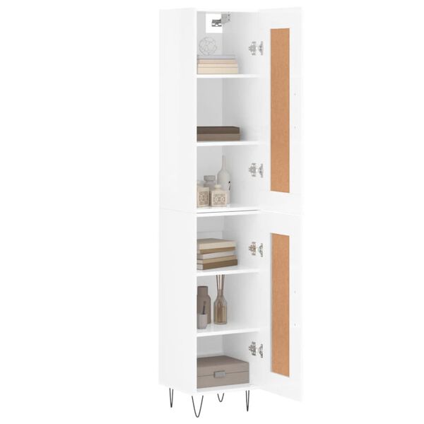 vidaXL Highboard Hochglanz-Wei&szlig; 34,5x34x180 cm Holzwerkstoff