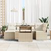 vidaXL Garten-Sofa-Set mit Speicher 7 pcs Beige Poly Rattan