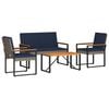 vidaXL Gartenm&ouml;bel Set 4 Stk. Grau und Marineblau Poly-Rattan