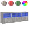 vidaXL Sideboard mit LED-Leuchten Grau Sonoma 202x37x67 cm