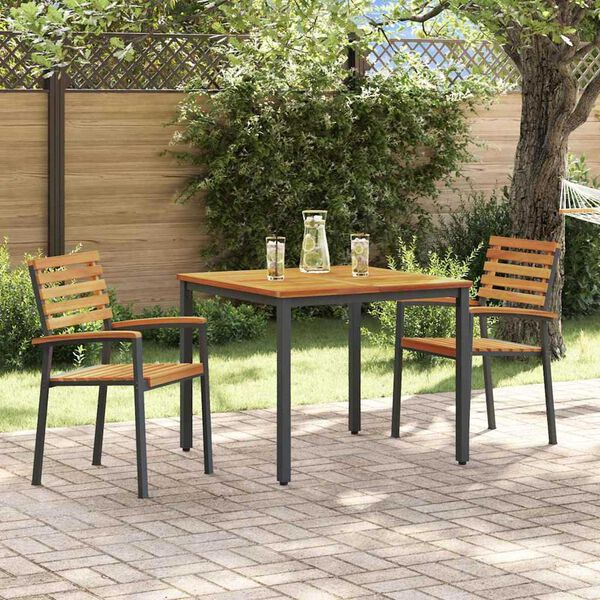 vidaXL Garten Essgruppe 3 pcs Schwarz Massivholz Akazie
