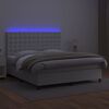 vidaXL Boxspringbett mit Matratze & LED Wei&szlig; 180x200 cm Kunstleder