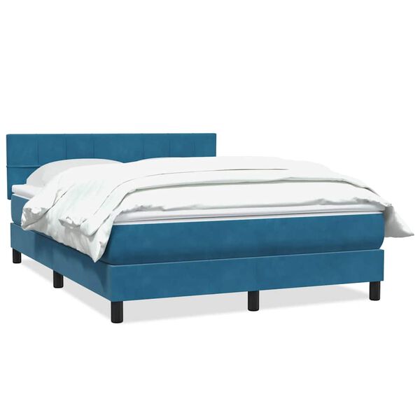 vidaXL Boxspringbett mit Matratze Dunkelblau 140x210 cm Samt