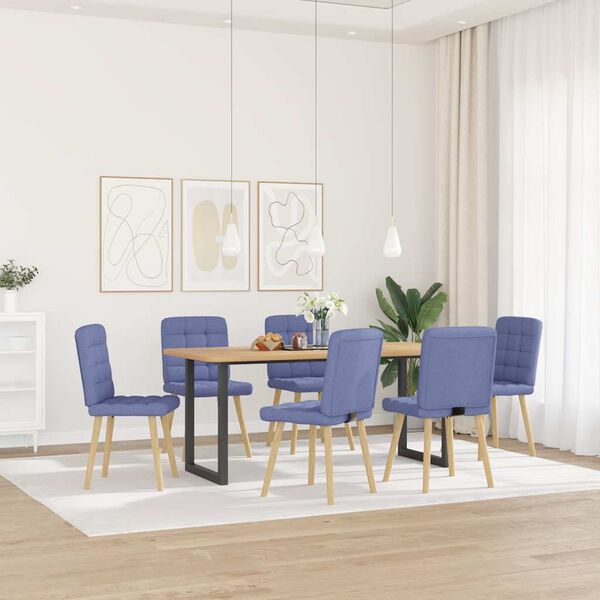 vidaXL Esszimmerst&uuml;hle 6 Stk. Jeansblau Stoff