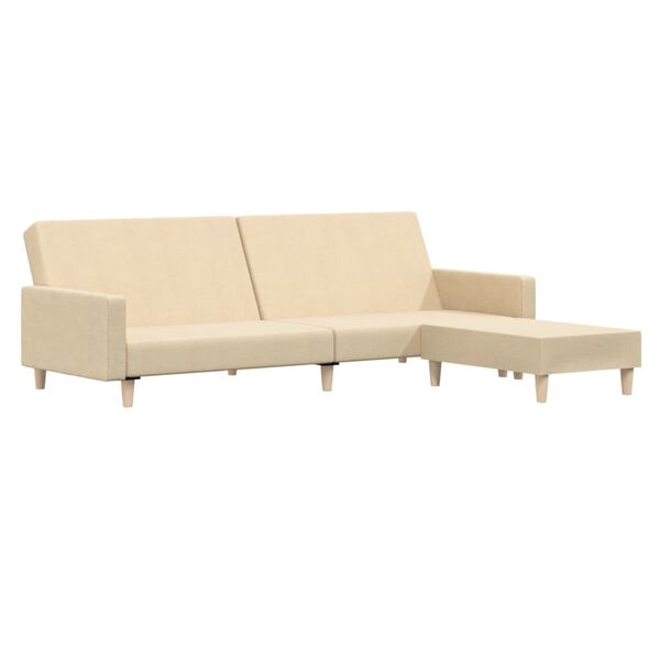 vidaXL Schlafsofa 2-Sitzer mit Fu&szlig;hocker Creme Stoff