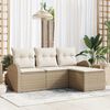 vidaXL Sofa Set mit Kissen 4 pcs Beige und Wei&szlig; Poly-Rattan