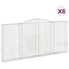 vidaXL Gabionen mit Hochbogen 8 Stk. 400x30x180/200cm Verzinktes Eisen