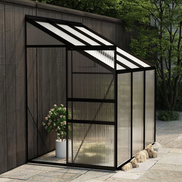 vidaXL Anlehngew&auml;chshaus Anthrazit Aluminium 3,97 m&sup3;