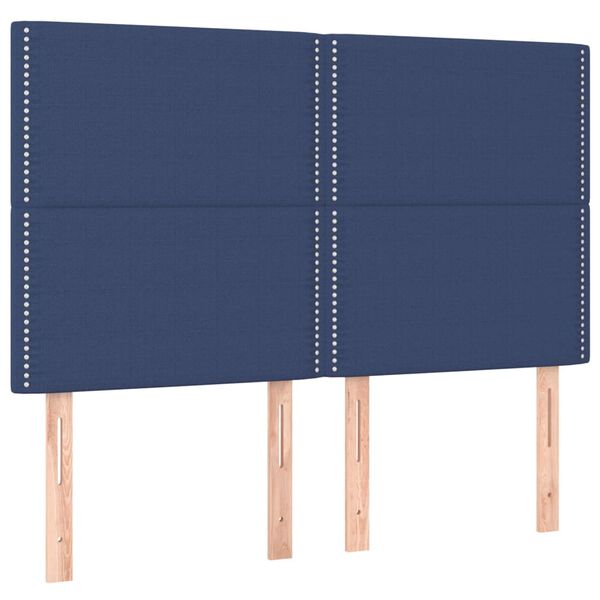 vidaXL LED Kopfteil Blau 144x5x118/128 cm Stoff