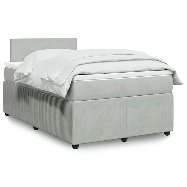 vidaXL Boxspringbett mit Matratze Hellgrau 120x190 cm Samt