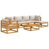 vidaXL 7-tlg. Garten-Lounge-Set mit Hellgrauen Kissen Massivholz