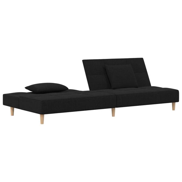 vidaXL Schlafsofa 2-Sitzer mit 2 Kissen Schwarz Stoff