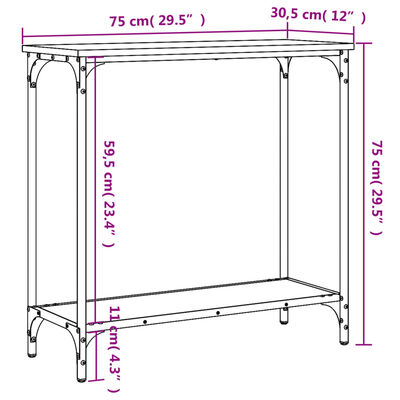 vidaXL Konsolentisch Sonoma-Eiche 75x30,5x75 cm Holzwerkstoff