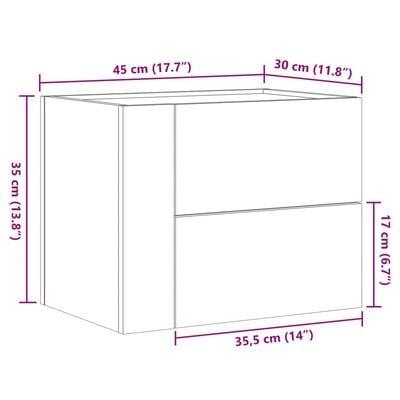 vidaXL Wand-Nachttisch Weiß 45x30x35 cm