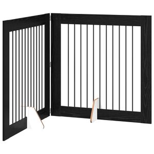 vidaXL Klappbares Hundetor mit St&auml;ndern 2 pcs Schwarze Eiche 200,5 cm