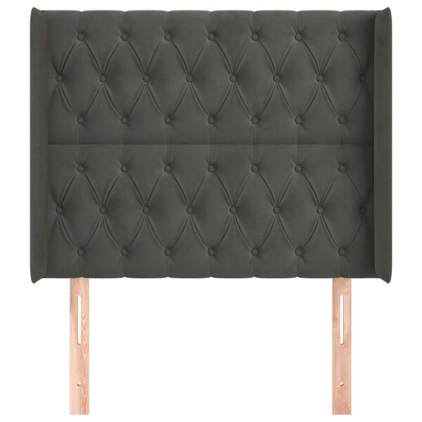 vidaXL Kopfteil mit Ohren Dunkelgrau 93x16x118/128 cm Samt