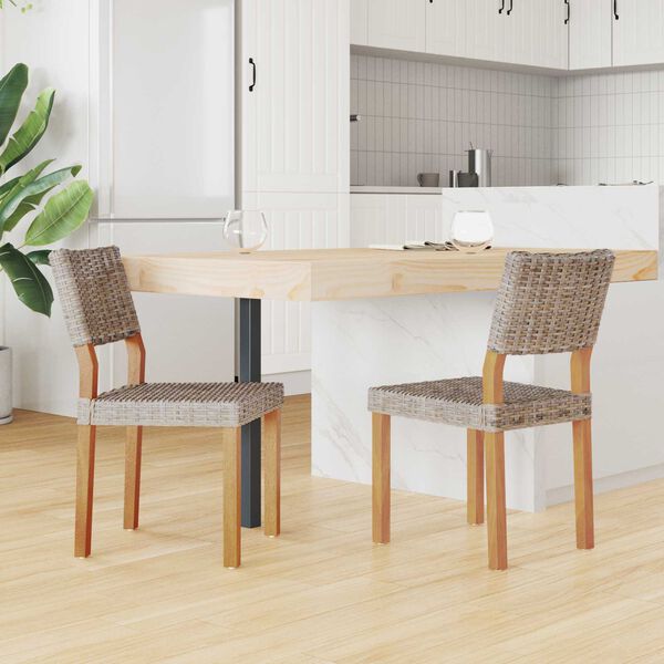 vidaXL Esszimmerstuhl 2 pcs Kubu Grau 46 x 55 x 84 cm Kubu Rattan