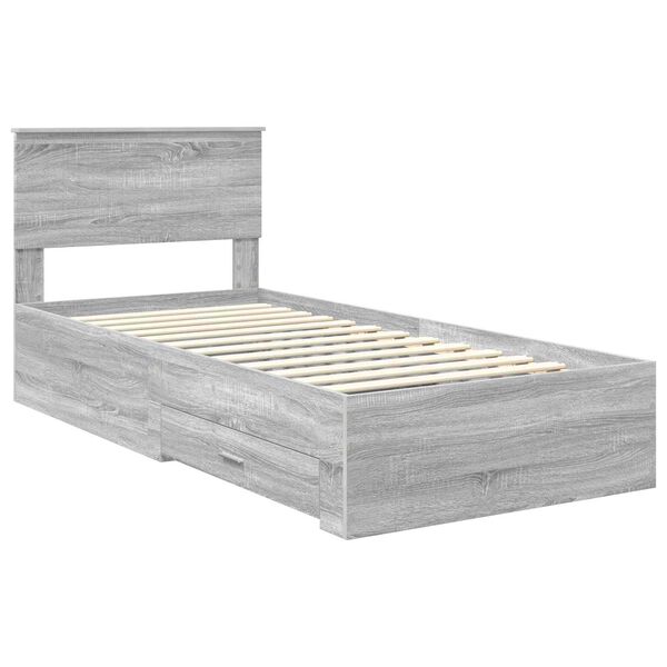vidaXL Bettrahmen mit Kopfteil Graues Sonoma 90 x 190 cm Holzwerkstoff