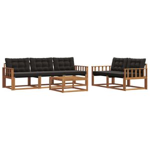 vidaXL Outdoor-Sofagarnitur mit Kissen 6 pcs Nat&uuml;rlich und Schwarz