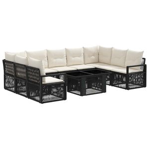 vidaXL Gartensofa-set 10 stk. Schwarz und Cremewei&szlig; Poly-Rattan