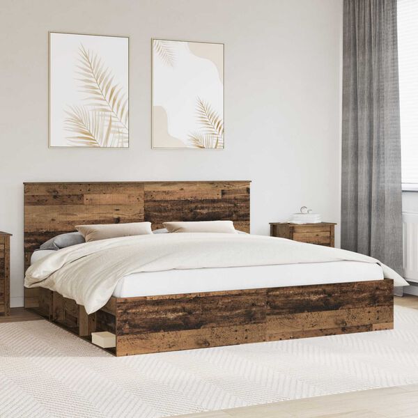 vidaXL Bettrahmen Altholz 200 x 200 cm Massives Kiefernholz