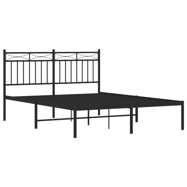 vidaXL Bettgestell mit Kopfteil Metall Schwarz 140x190 cm
