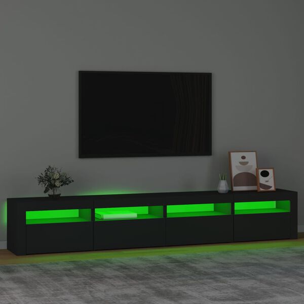 vidaXL TV-Schrank mit LED-Leuchten Schwarz 240x35x40 cm