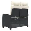 vidaXL Gartenbank Verstellbar mit Kissen Schwarz Poly Rattan