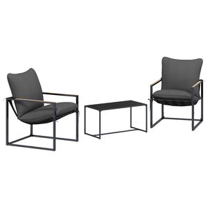 vidaXL Gartensofa-set 3 pcs Schwarz und Anthrazit Stahl