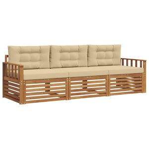 vidaXL Outdoor-Sofagarnitur 3 stk. Natur und Beige
