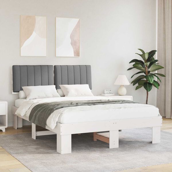 vidaXL Bettgestell mit gepolstertem Kopfteil Hellgrau 140 x 190 cm