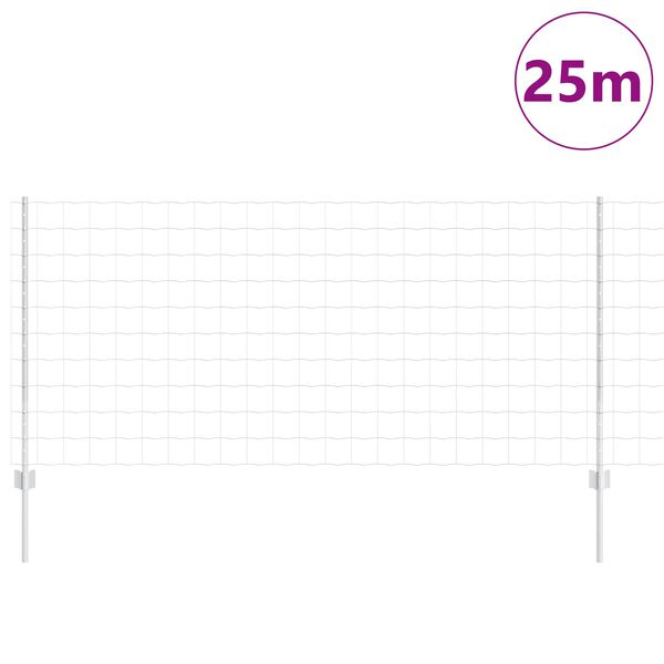 vidaXL Zaun mit Pfosten Silber 1 x 25 m Stahl