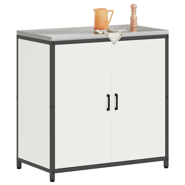 vidaXL K&uuml;chenaufbewahrung mit Regal mit T&uuml;r Wei&szlig; 60 x 50 x 92 cm Stahl
