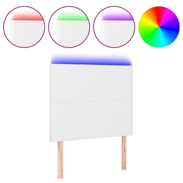 vidaXL LED Kopfteil Weiß 80x5x118/128 cm Kunstleder