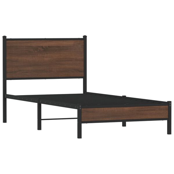 vidaXL Metallbett ohne Matratze Braun Eichen-Optik 75x190 cm