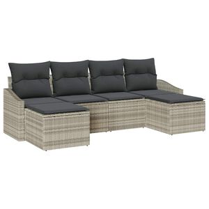 vidaXL Garten Essgruppe mit Kissen mit Speicher 6 pcs Hellgrau