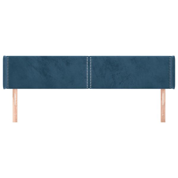 vidaXL Kopfteil mit Ohren Dunkelblau 203x16x78/88 cm Samt
