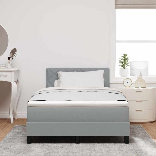 vidaXL Boxspringbett mit Matratze Hellgrau 120 x 190 cm Stoff