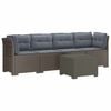 vidaXL 4-Sitzer Gartensofa mit Kissen Rattan Look PP Hellgrau